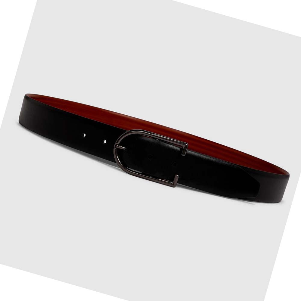 Men's Ecco Formal Reverse Belts Black | USA 807SGL